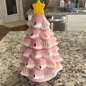 Pink Ceramic Christmas Tree with Star Aldi merry moments 2025